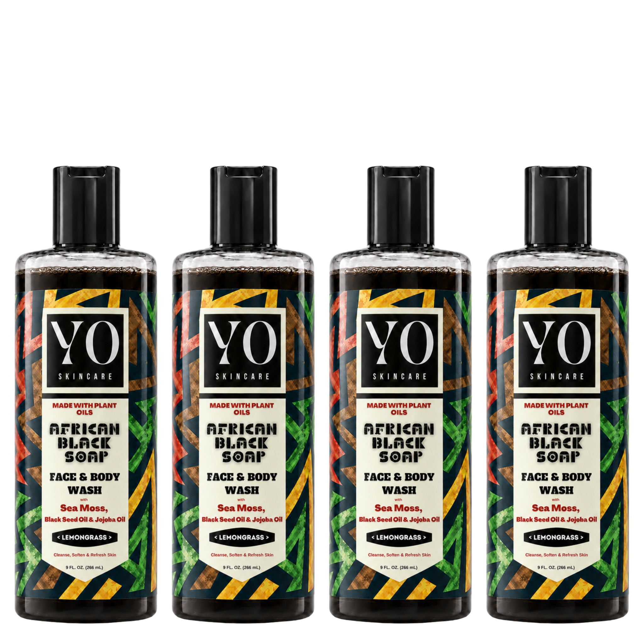 YO SKINCARE Lemongrass African Black Soap 4-Pack