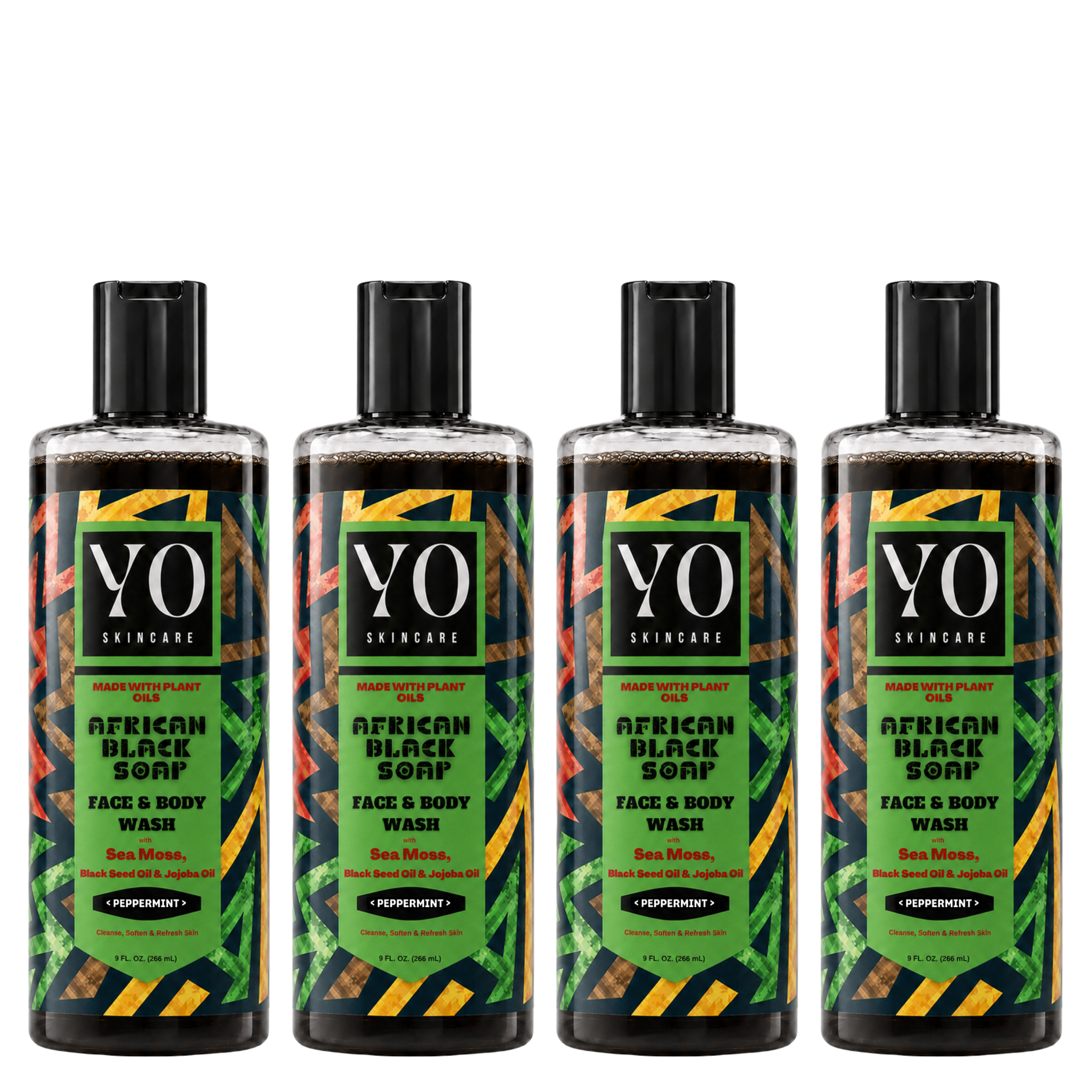 YO SKINCARE Peppermint African Black Soap 4-Pack