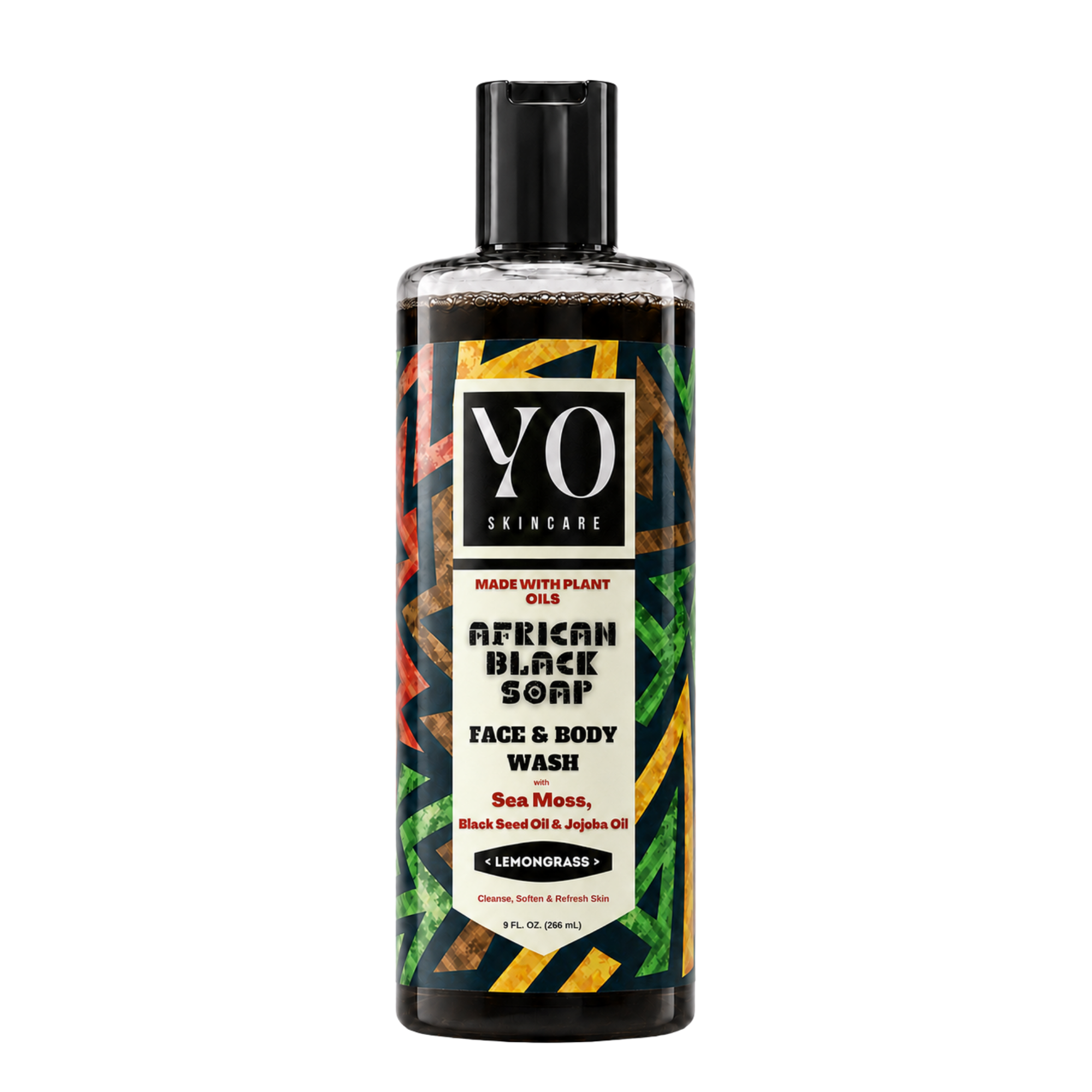 YO SKINCARE African Black Soap Face & Body Wash — Lemongrass, 9 fl oz front