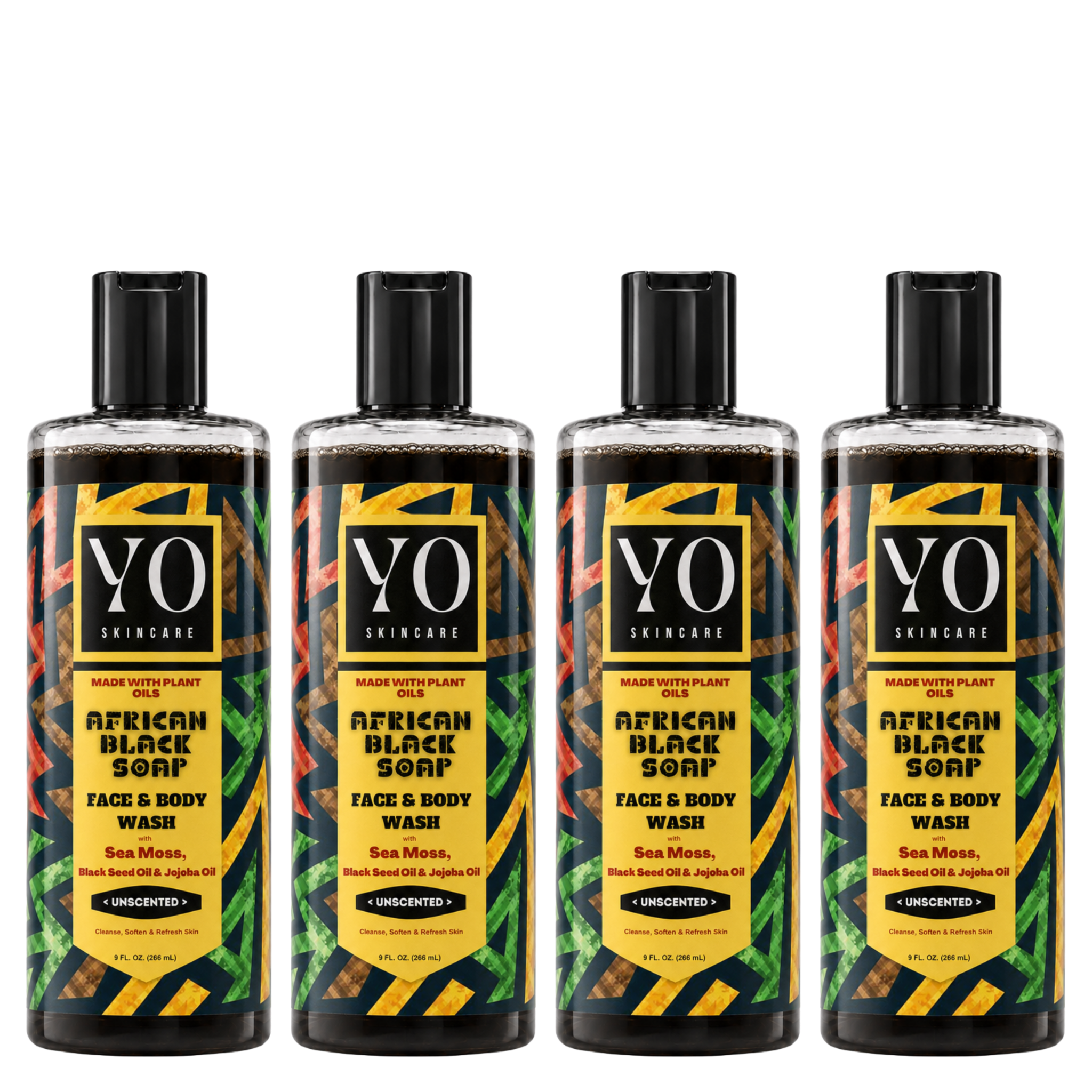 YO SKINCARE Unscented African Black Soap 4-Pack