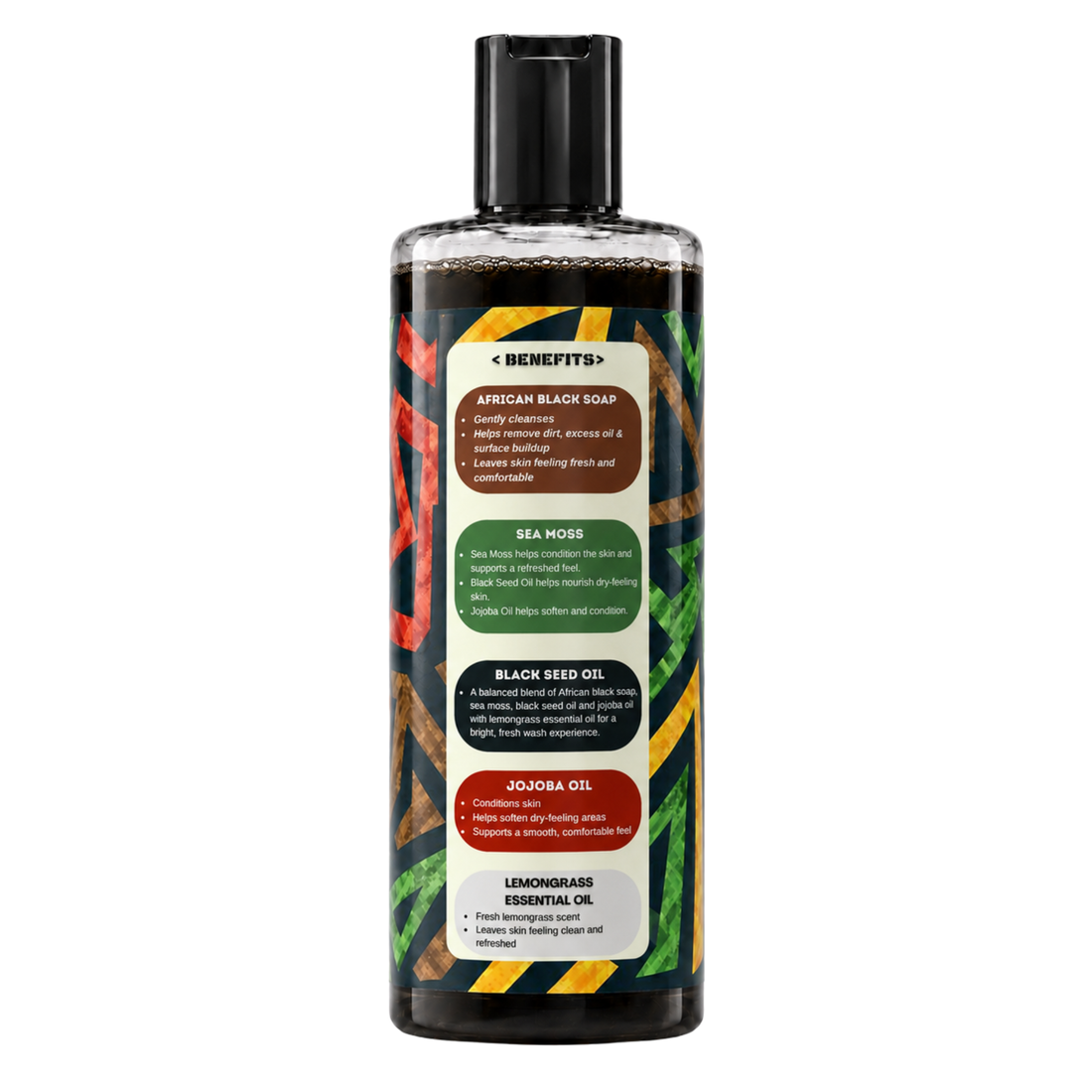 YO SKINCARE African Black Soap Face &amp; Body Wash — Lemongrass, 3 x 9 fl oz
