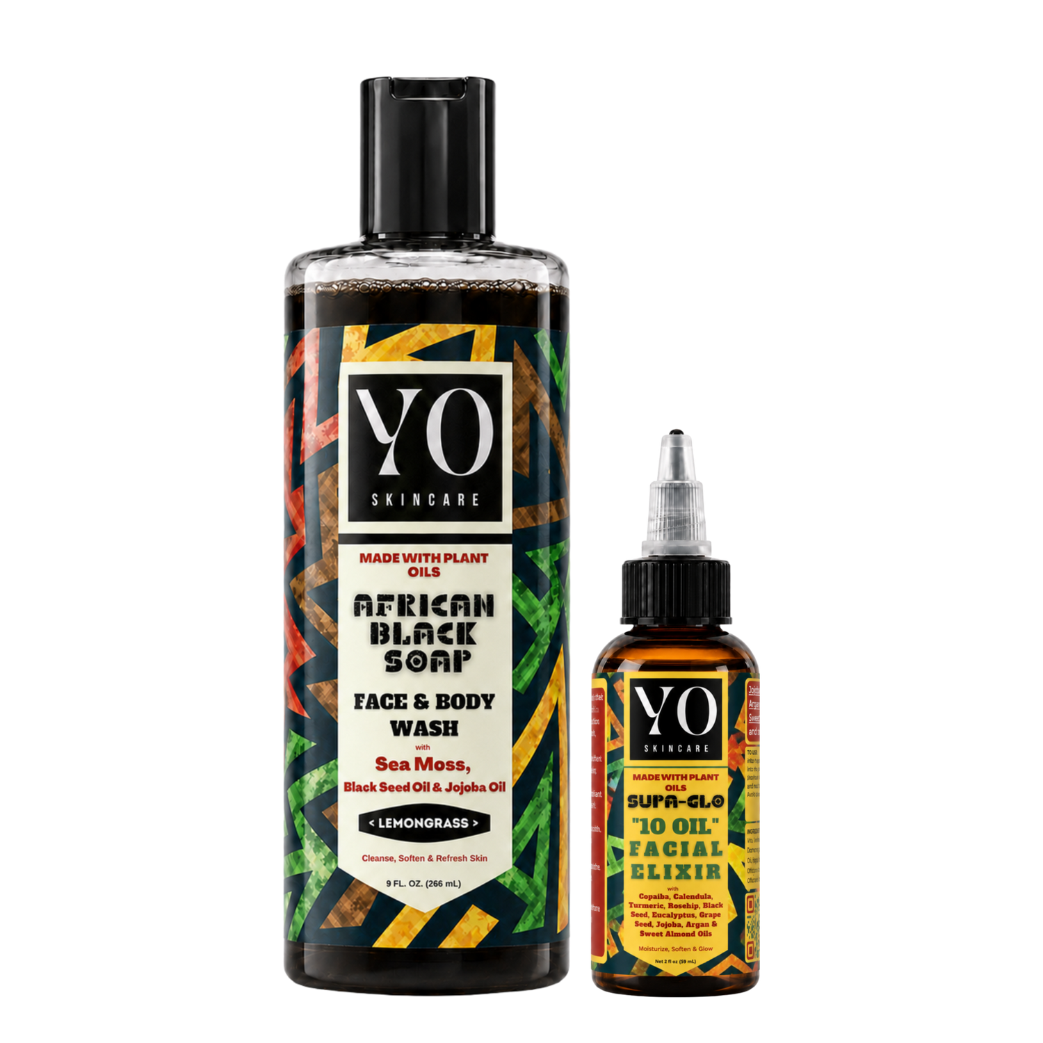 YO SKINCARE Lemongrass African Black Soap and SUPA GLO Facial Elixir Set