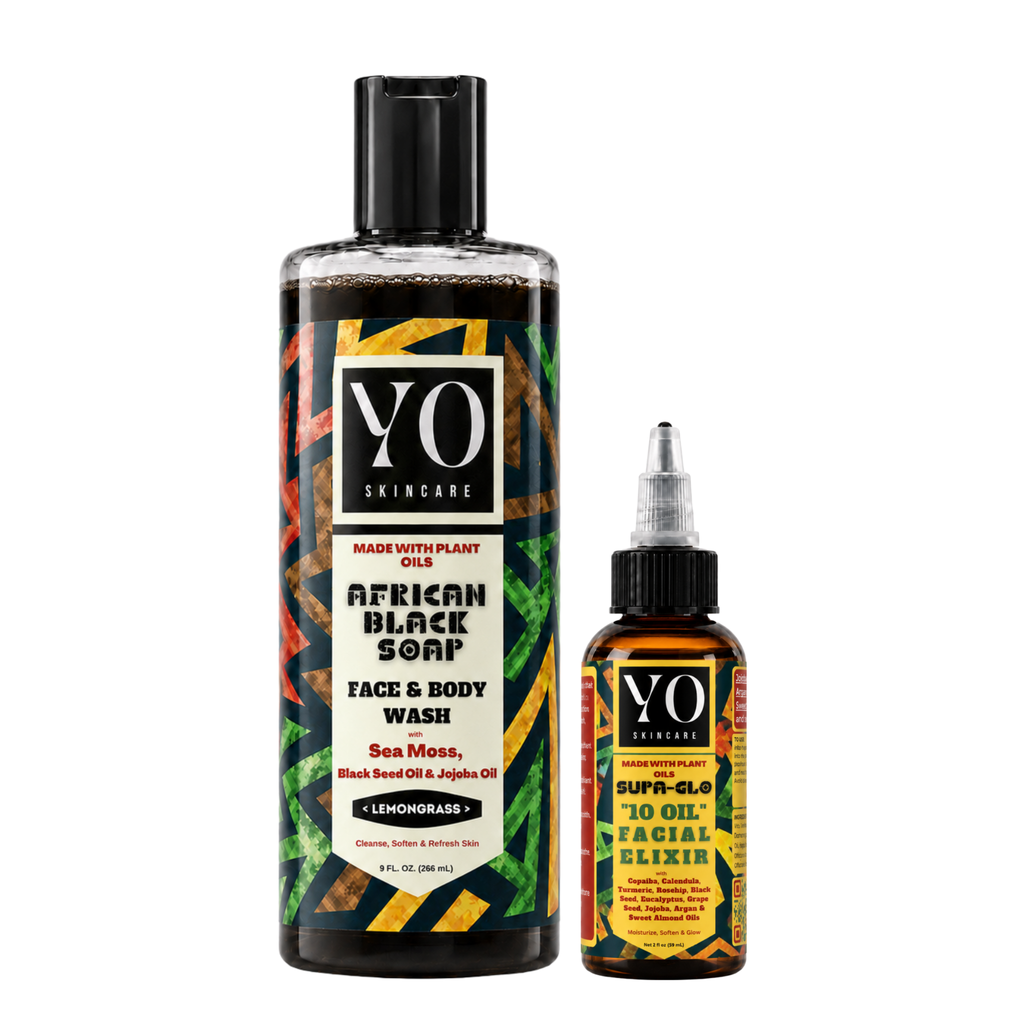 YO SKINCARE Lemongrass African Black Soap and SUPA GLO Facial Elixir Set