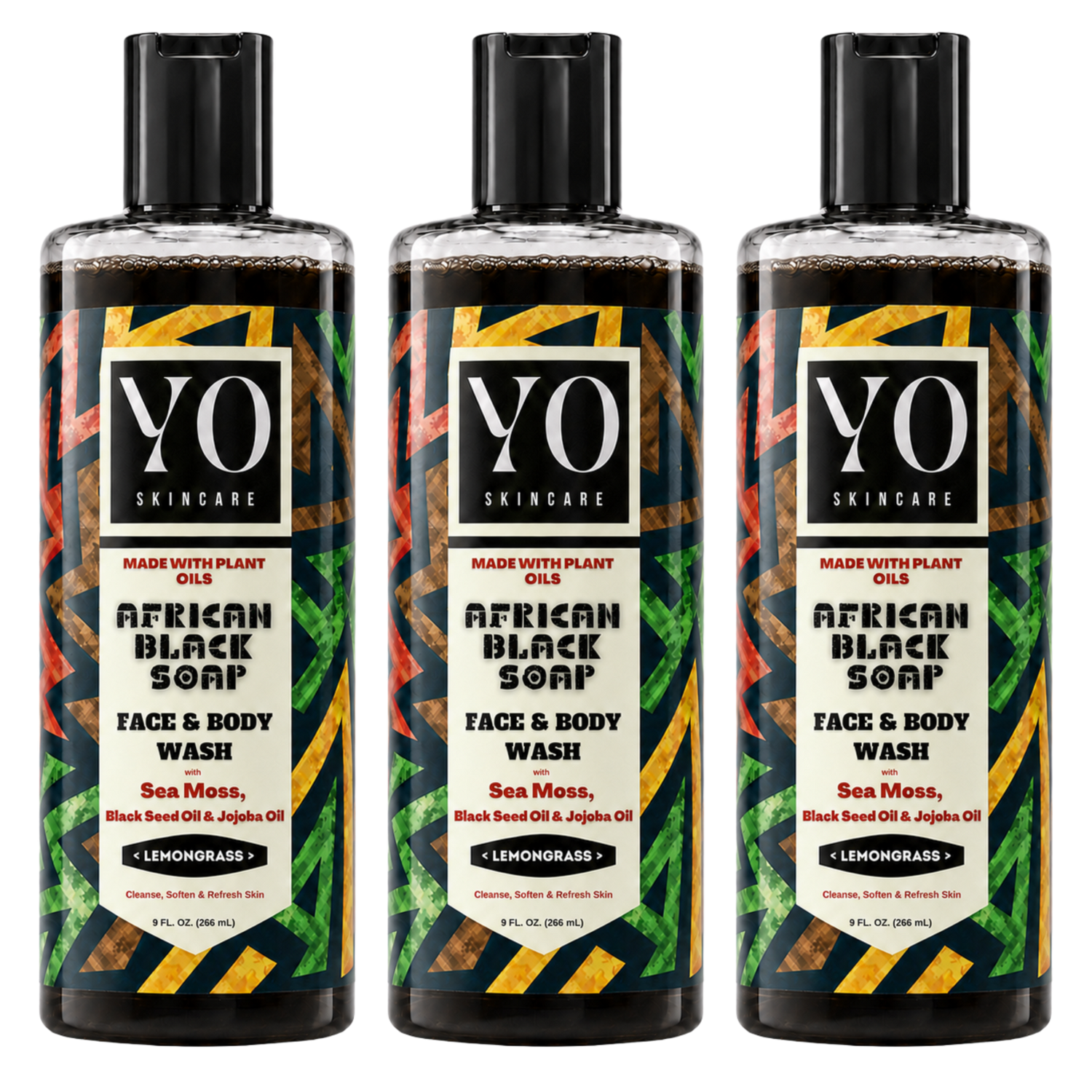YO SKINCARE Lemongrass African Black Soap 3-Pack