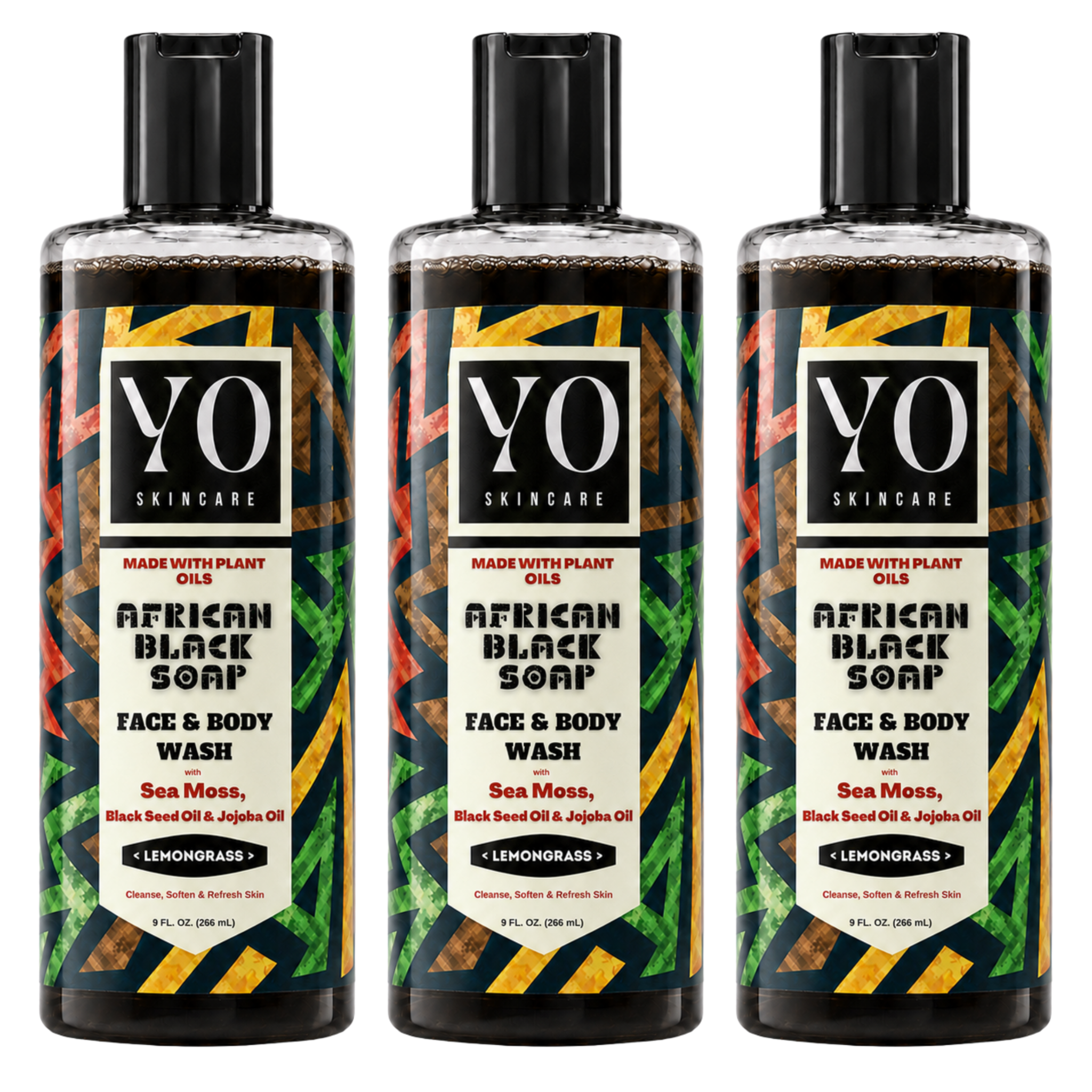 YO SKINCARE Lemongrass African Black Soap 3-Pack