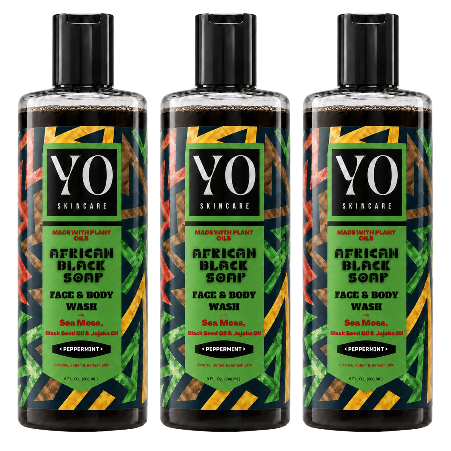 YO SKINCARE Peppermint African Black Soap 3-Pack