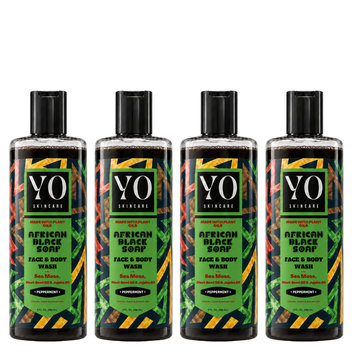 YO SKINCARE Peppermint African Black Soap 4-Pack