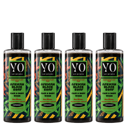 YO SKINCARE Peppermint African Black Soap 4-Pack
