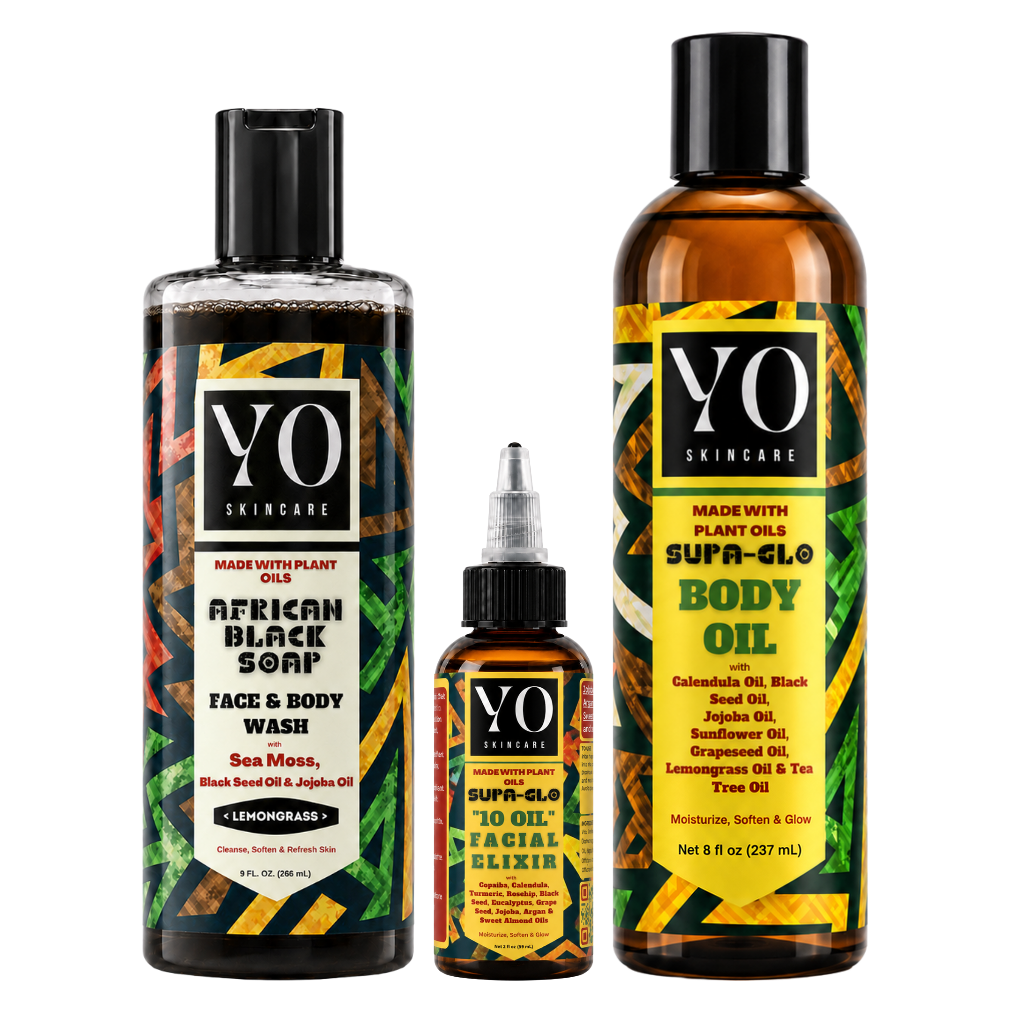 YO SKINCARE SUPA GLO Complete Routine Set with Lemongrass African Black Soap