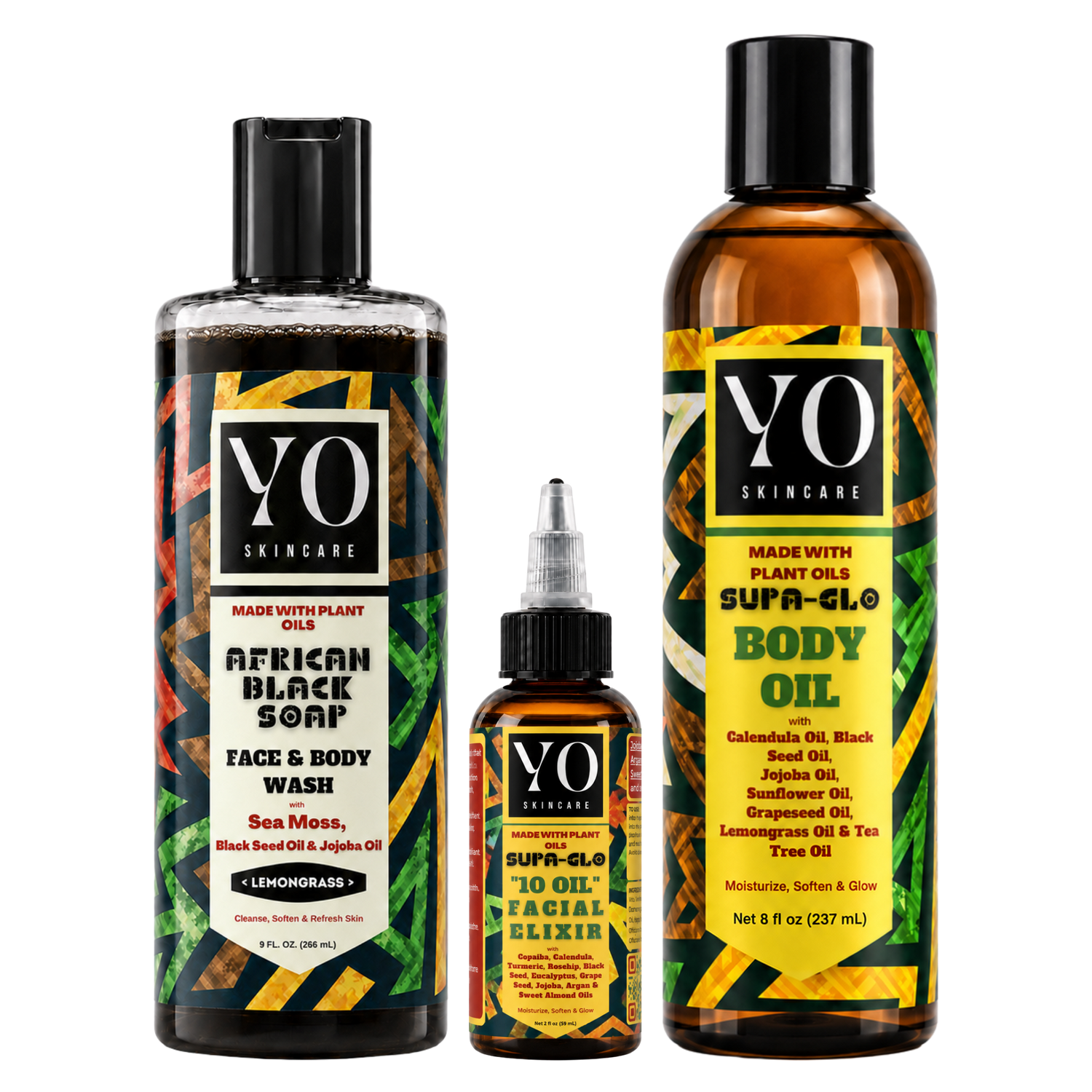 YO SKINCARE SUPA GLO Complete Routine Set with Lemongrass African Black Soap