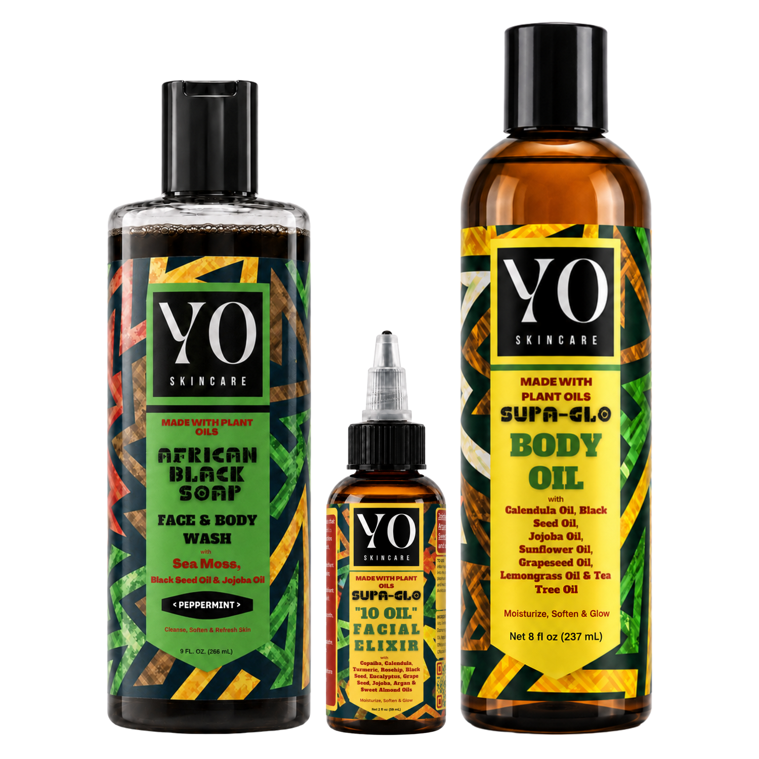 YO SKINCARE SUPA GLO Complete Routine Set with Peppermint African Black Soap