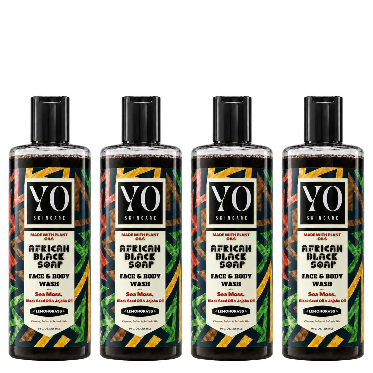 YO SKINCARE Lemongrass African Black Soap — 4 x 9 fl oz