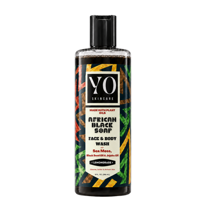 YO SKINCARE African Black Soap Face &amp; Body Wash — Lemongrass, 9 fl oz front