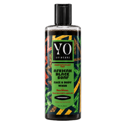 YO SKINCARE African Black Soap Face &amp; Body Wash — Peppermint, 9 fl oz front