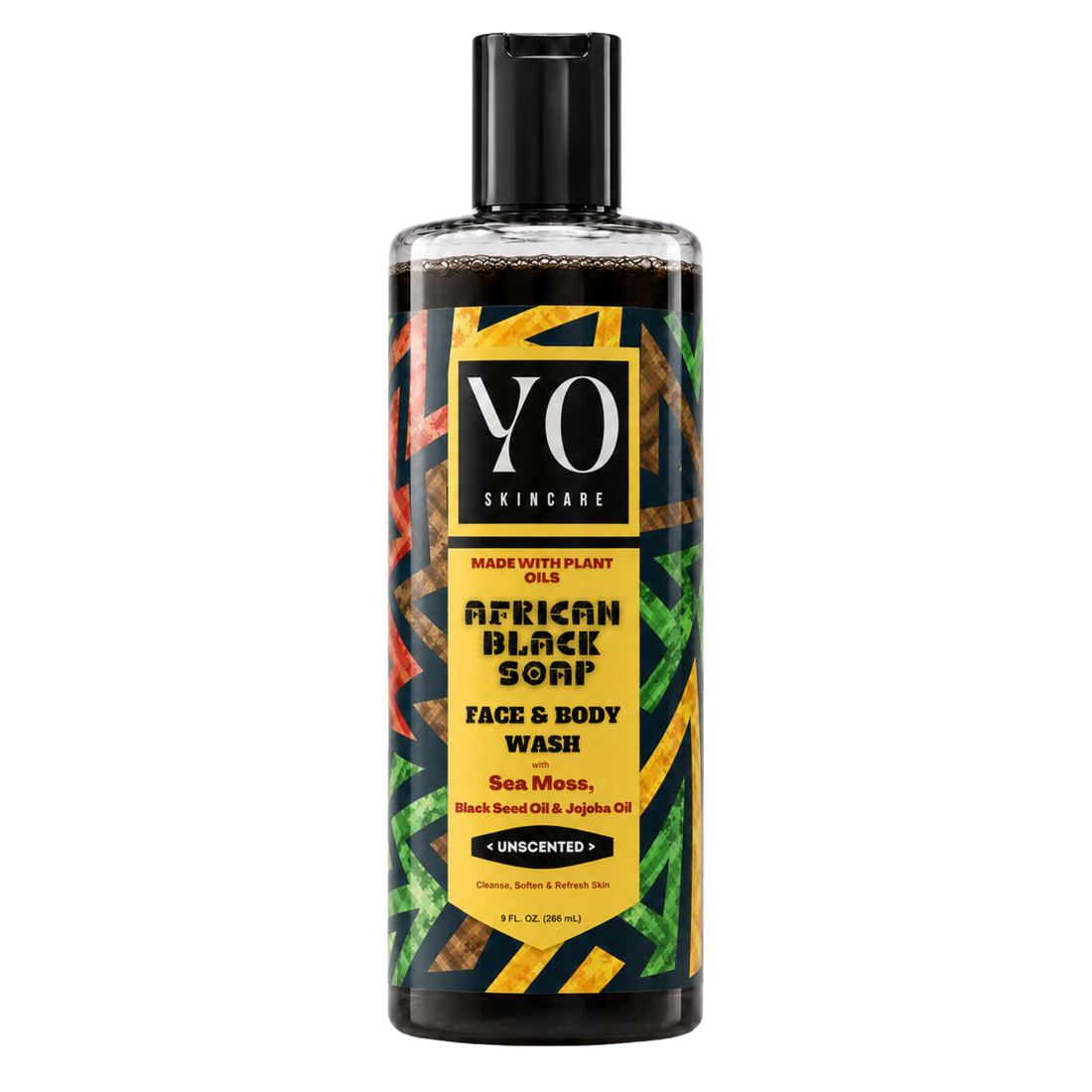 YO SKINCARE African Black Soap Face &amp; Body Wash — Unscented, 9 fl oz front