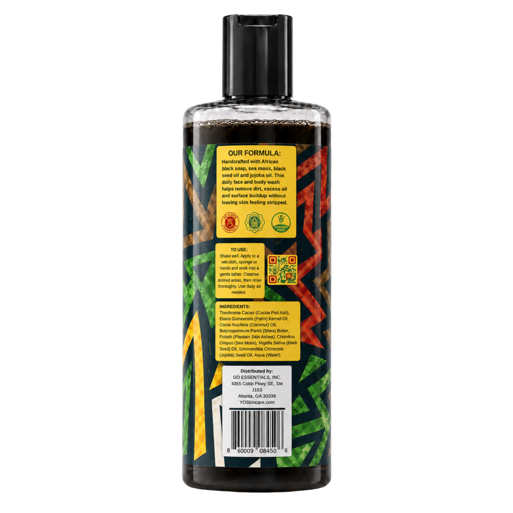 YO SKINCARE Unscented African Black Soap ingredients side