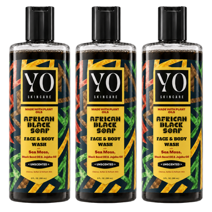 YO SKINCARE Unscented African Black Soap 3-Pack