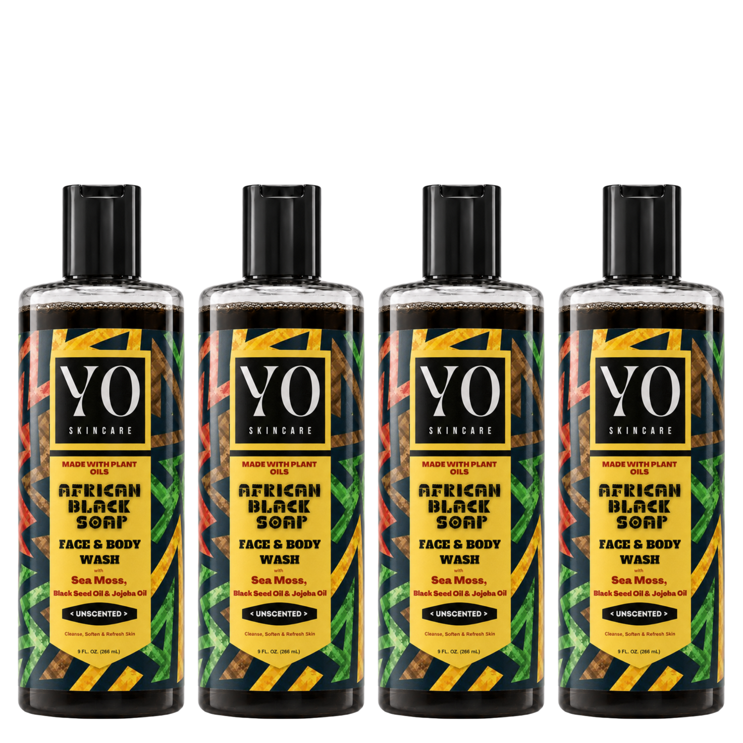 YO SKINCARE Unscented African Black Soap 4-Pack
