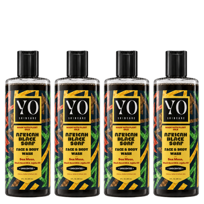 YO SKINCARE Unscented African Black Soap 4-Pack